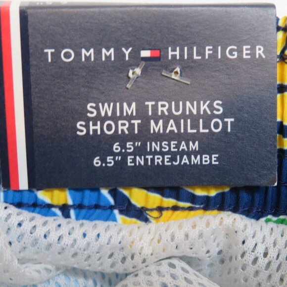 Tommy Hilfiger 6.5" Swim Trunks Men XXL New‎ Short Maillot Floral Blue Yellow - Picture 6 of 9